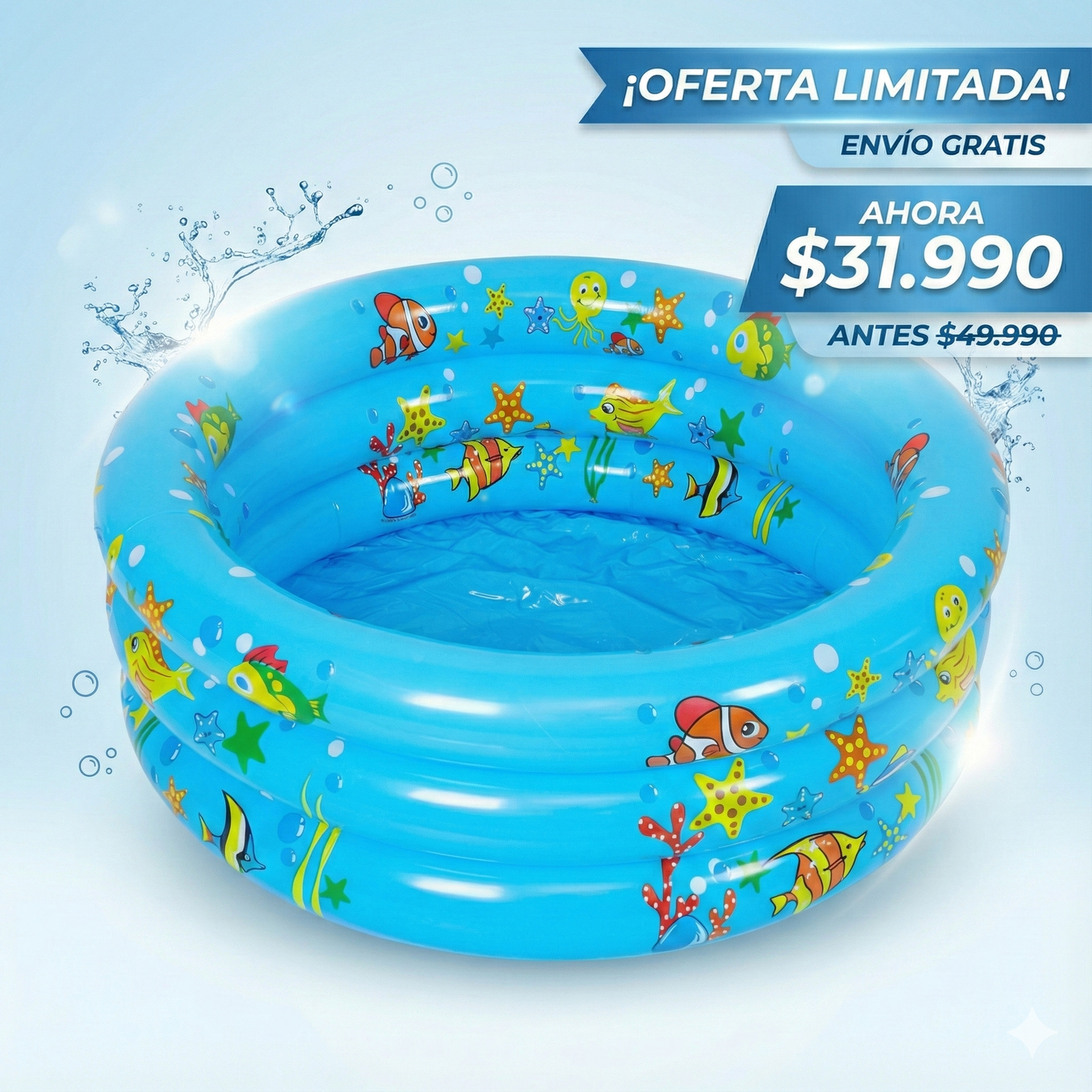 PISCINA INFLABLE 3 ANILLOS DE 120 CM