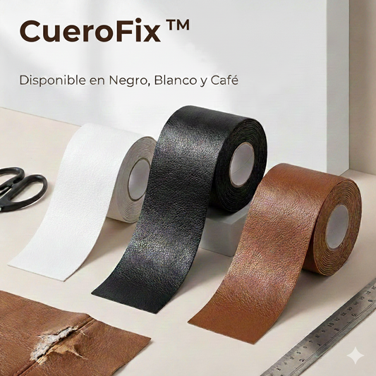 2x1 CueroFix™ Reparador de Cuero Profesional 50x150cm c/u (Negro, Blanco y Cafe)