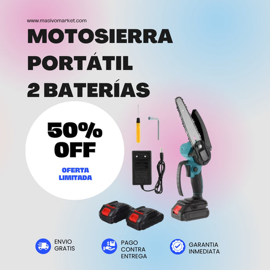 Motosierra Portátil Con Dos Baterías